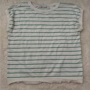 Staccato White and Green Striped Kids Tee